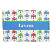 Kleurrijke Robots Kinder Gepersonaliseerd Kussensloop (Voorkant)