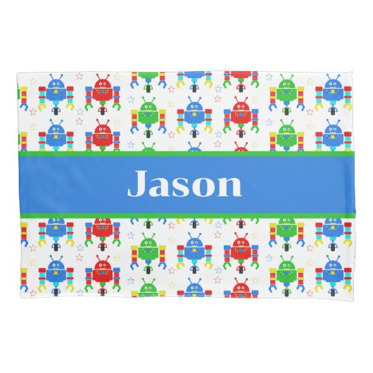 Kleurrijke Robots Kinder Gepersonaliseerd Kussensloop (Voorkant)