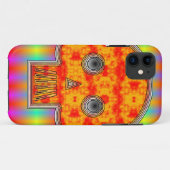 Kleurrijke robots schedel op regenboogachtergrond Case-Mate iPhone case (Achterkant (horizontaal))