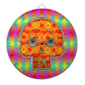 Kleurrijke robots schedel op regenboogachtergrond dartbord (Voorkant)