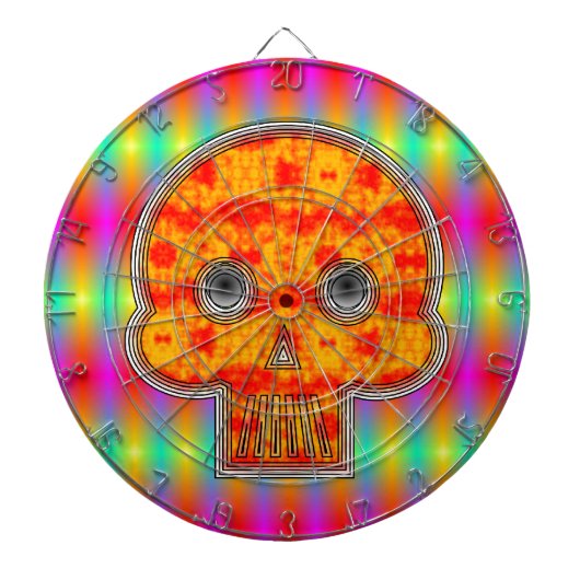 Kleurrijke robots schedel op regenboogachtergrond dartbord (Voorkant)