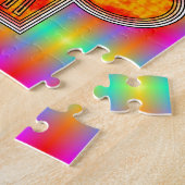 Kleurrijke robots schedel op regenboogachtergrond legpuzzel (Zijkant)