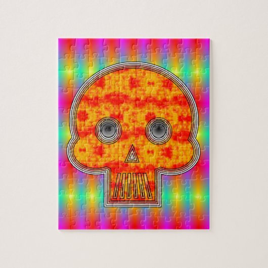 Kleurrijke robots schedel op regenboogachtergrond legpuzzel (Verticaal)