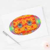 Kleurrijke robots schedel op regenboogachtergrond ovale sticker (Envelop)