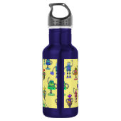 Kleurrijke robots tegen gele achtergrond waterfles  (Achterkant)