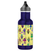 Kleurrijke robots tegen gele achtergrond waterfles  (Rechts)