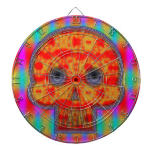 Kleurrijke Robotschedel Schilderij Dartbord