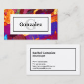 Kleurrijke Rock Dunne Sectie met Naam en Monogram Visitekaartje (Voorkant / Achterkant)