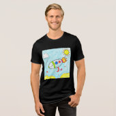 Kleurrijke Rocket Doodle Fun Space Art Tri-Blend Shirt (Voorkant volledig)