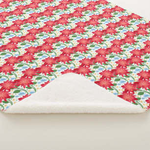 Kleurrijke Rode Bloem Naadloos Patroon    Sherpa Deken