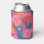 Kleurrijke Rode Boho Bloemige Aangepaste Bruidsdou Blikjeskoeler (Blikje Achterkant)