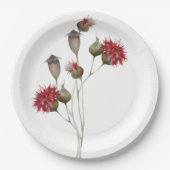 Kleurrijke rode distel Wildflower Waterverf Bloeme Papieren Bordje (Voorkant)