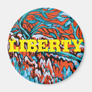 Kleurrijke rode en blauwe magische bossen magneet