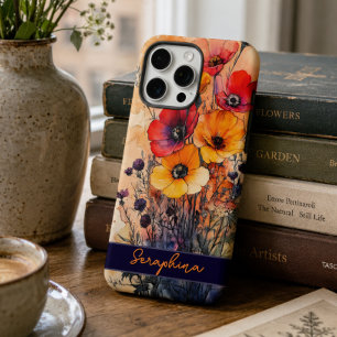 Kleurrijke Rode en Gele Wilde Bloem Gepersonalisee iPhone 16 Pro Max Hoesje