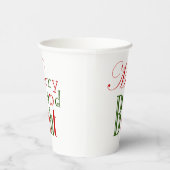 Kleurrijke rode en groene vrolijke en heldere papi papieren bekers (Rechts)