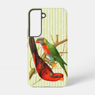 Kleurrijke  rode & groene papegaaien illustratie samsung galaxy hoesje