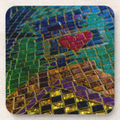 Kleurrijke rode hart mozaïek bier onderzetter (Voorkant)