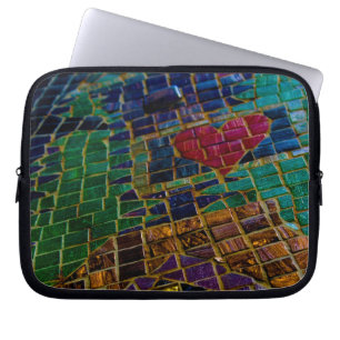 Kleurrijke rode hart mozaïek laptop sleeve