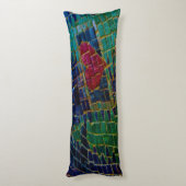 Kleurrijke rode hart mozaïek lichaamskussen (Achterkant (Verticaal))