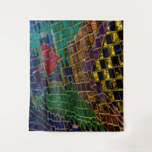 Kleurrijke rode hart mozaïek wandkleed (Voorkant)