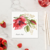 Kleurrijke rode klaproos aangepaste naam bruiloft  servet (Insitu)