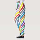 Kleurrijke rode Paarse Abstracte strepen met schui Leggings (Links)