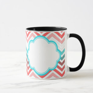 Kleurrijke rode, roze, blauwe, turquoise chevron z mok