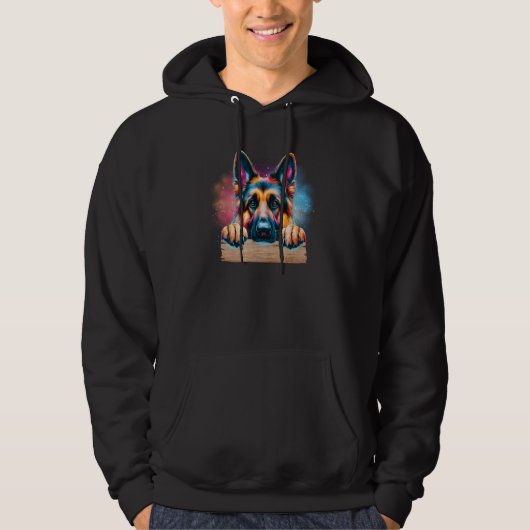 Kleurrijke Rode Sable Duitse Herder Art Dog Hoodie (Voorkant)