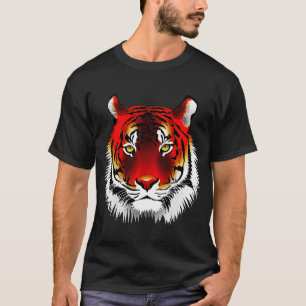 Kleurrijke rode tijger met gele ogen tekenen t-shirt