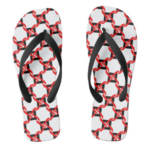 Kleurrijke rode, zwarte en witte grafische pinwhee teenslippers