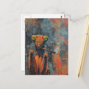 Kleurrijke Rokkende bidsprinkhaan Surrealistisch Briefkaart