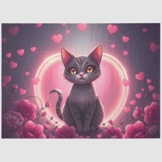 Kleurrijke Romantische Katten Weefsel Papier (Voorkant)