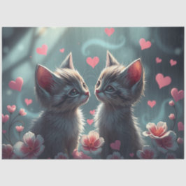 Kleurrijke Romantische Katten Weefsel Papier