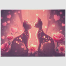 Kleurrijke Romantische Katten Weefsel Papier