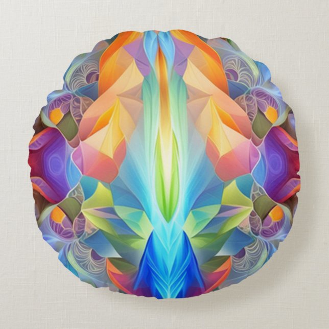 Kleurrijke ronde Abstracte Sierkussen Rond Kussen (Voorkant)