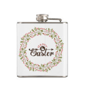 Kleurrijke ronde bloemenkrans met konijn heupfles (Achterkant)