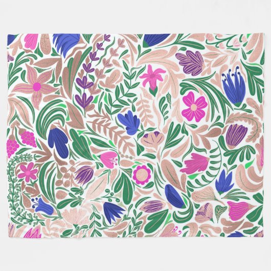 Kleurrijke Roos Gold Floral Leaf-illustraties Fleece Deken (Voorkant (Horizontaal))