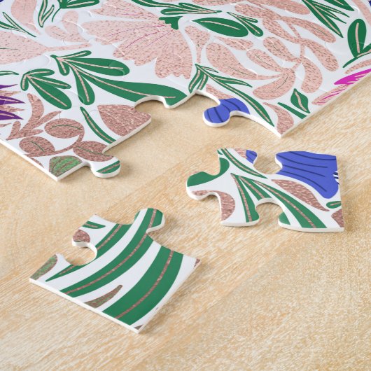 Kleurrijke Roos Gold Floral Leaf-illustraties Legpuzzel (Zijkant)