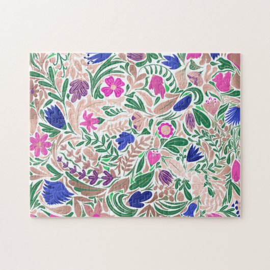 Kleurrijke Roos Gold Floral Leaf-illustraties Legpuzzel (Horizontaal)