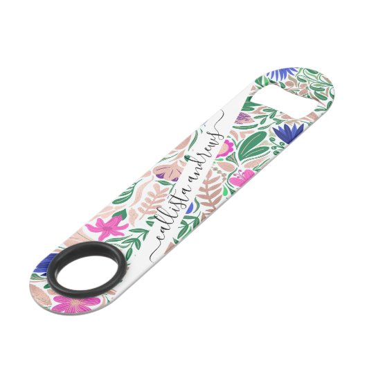 Kleurrijke Roos Gold Floral Leaf-illustraties Speed Flessenopener (Voorkant Gekanteld)