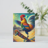 Kleurrijke Rooster Skateboarden Briefkaart (Staand voorkant)