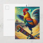 Kleurrijke Rooster Skateboarden Briefkaart (Voorkant / Achterkant)