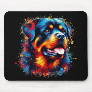 Kleurrijke Rottweiler Paint Splatter Muismat