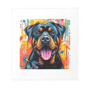 Kleurrijke Rottweiler Pop Art � Levendige Spatstyl Notitieblok