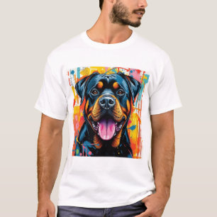 Kleurrijke Rottweiler Pop Art � Levendige Spatstyl T-shirt