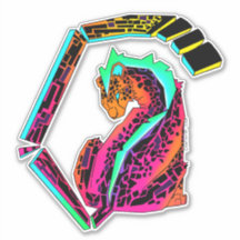 Kleurrijke roze en blauwe cheetah met mohawk