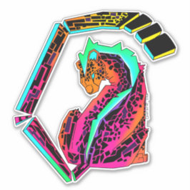 Kleurrijke roze en blauwe cheetah met mohawk sticker