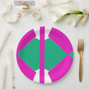 Kleurrijke roze en groene Abstracte menimalistisch Papieren Bordje