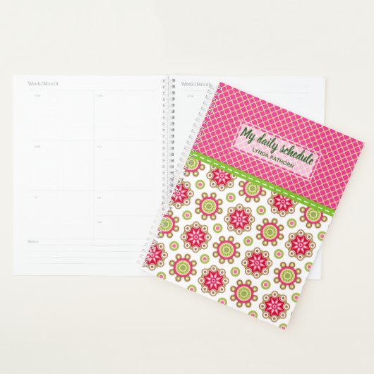 Kleurrijke Roze en Groene Patronen Dagelijkse Plan Planner (Display)