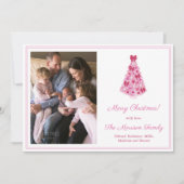 Kleurrijke roze en rode kerstboom Afbeelding Feestdagenkaart (Voorkant)